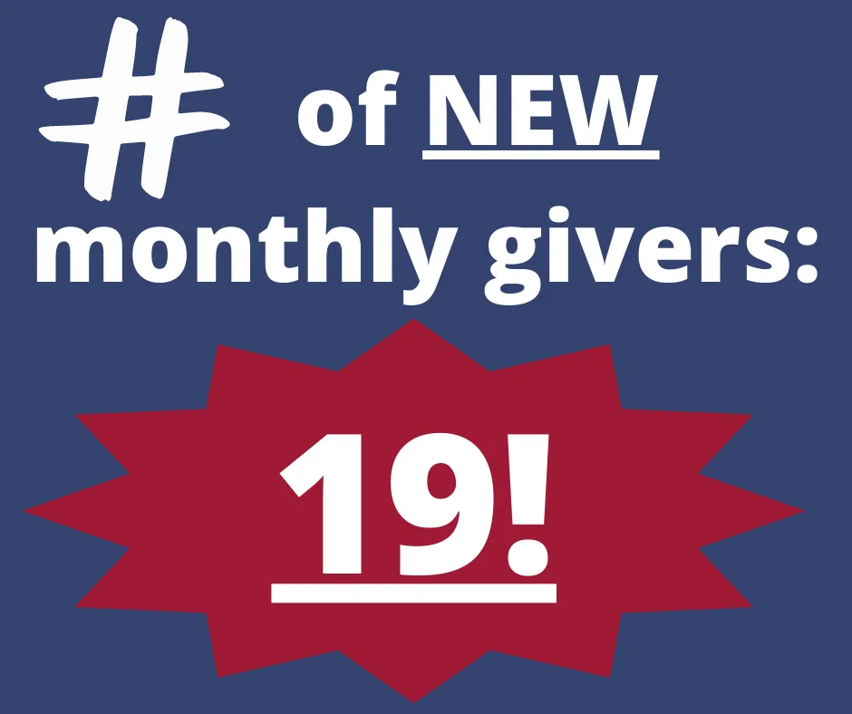  THANK YOU Kathy and Christopher for your NEW monthly gifts! 