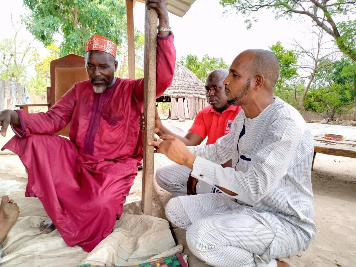   Meeting with the Fulani men in the village to discuss their great need for a school!  