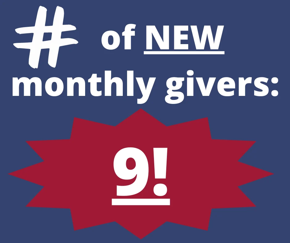  THANK YOU Wesley, Clare, Jennifer, and Peter for your monthly gifts! WOOP WOOP!! 