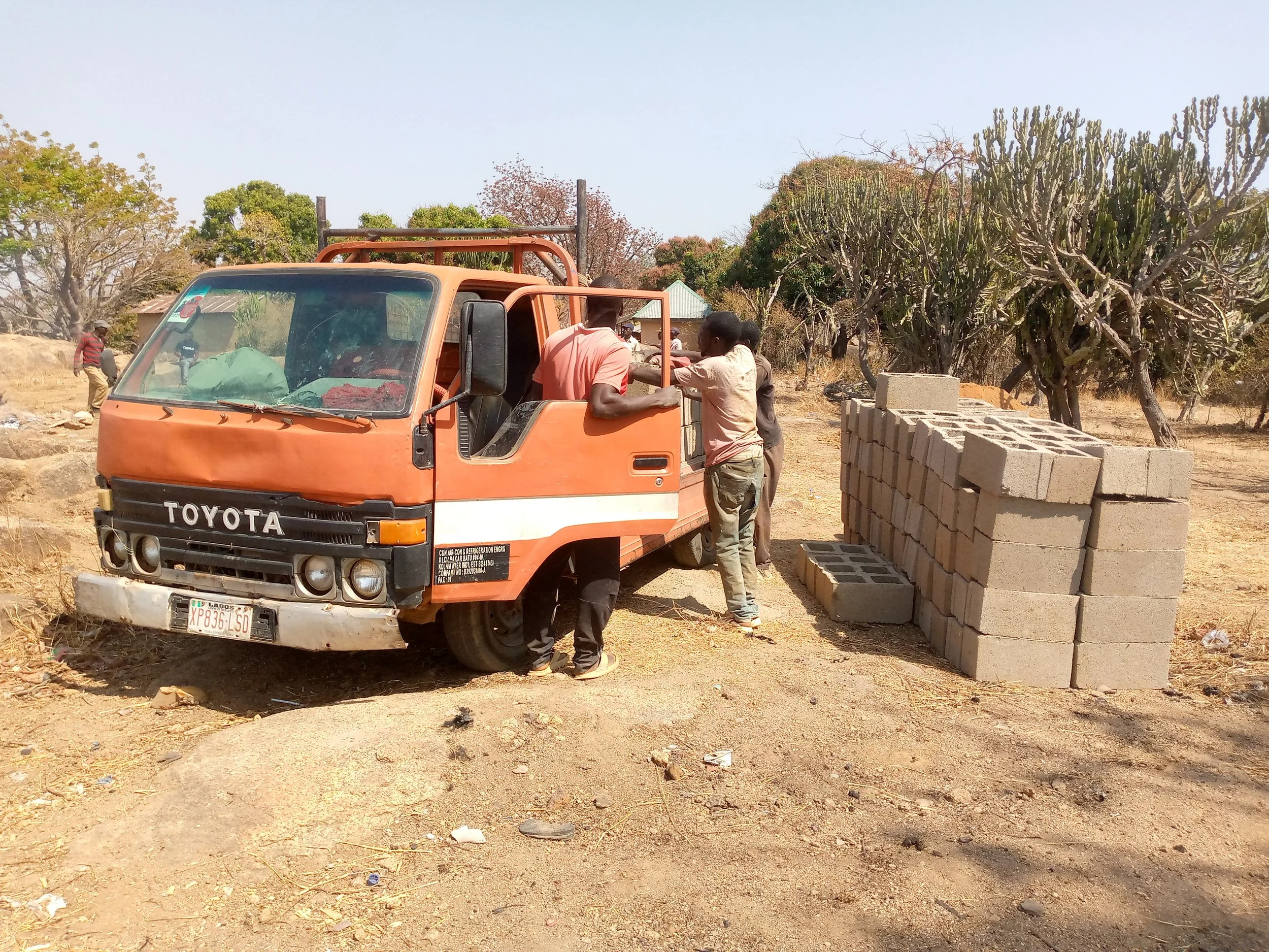  Blocks are being delivered for the church walls. 