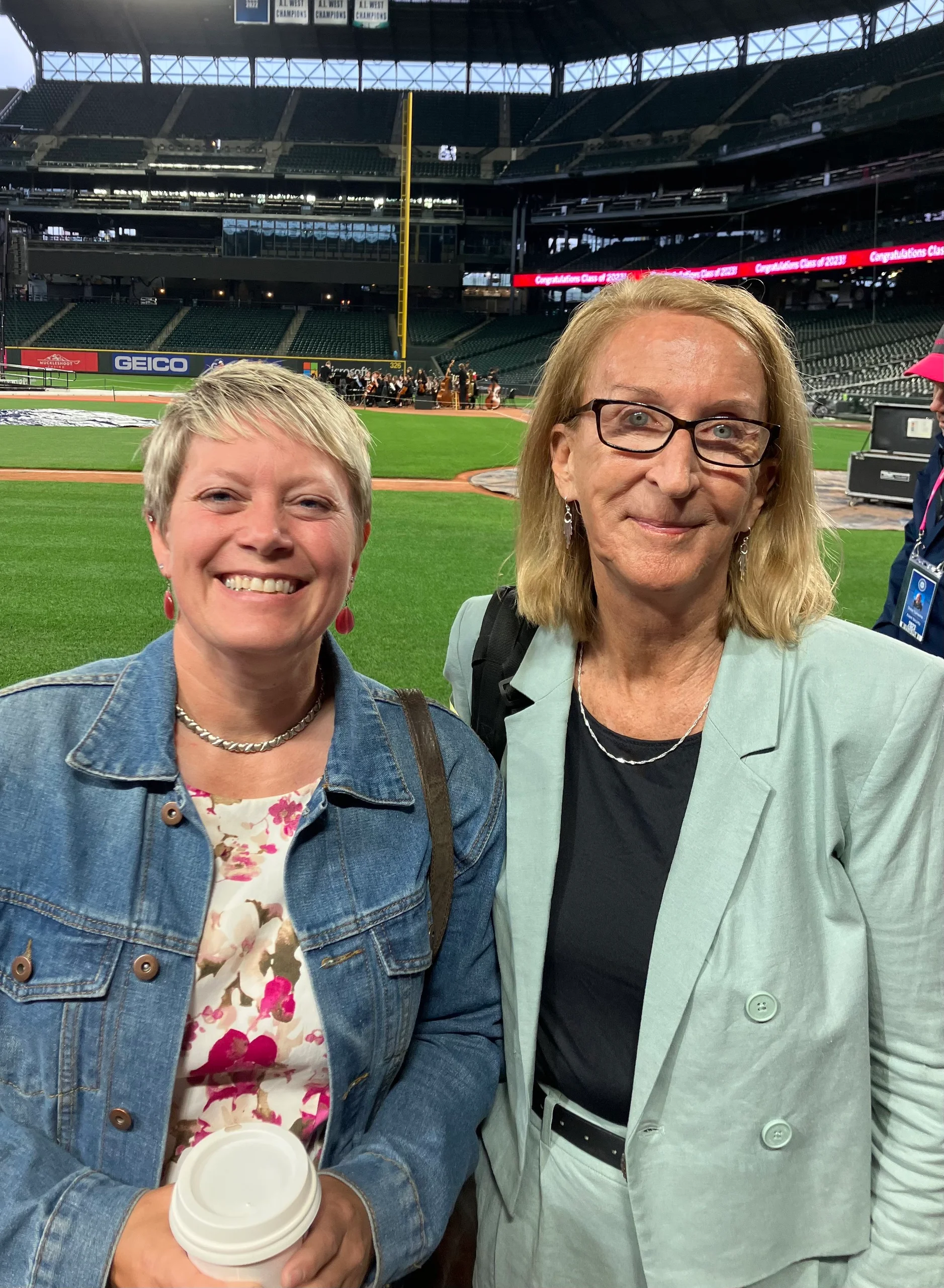   SFA Secretary Carisa Haven with Missionary Phyllis Sortor, on T-Mobile Park's field!   