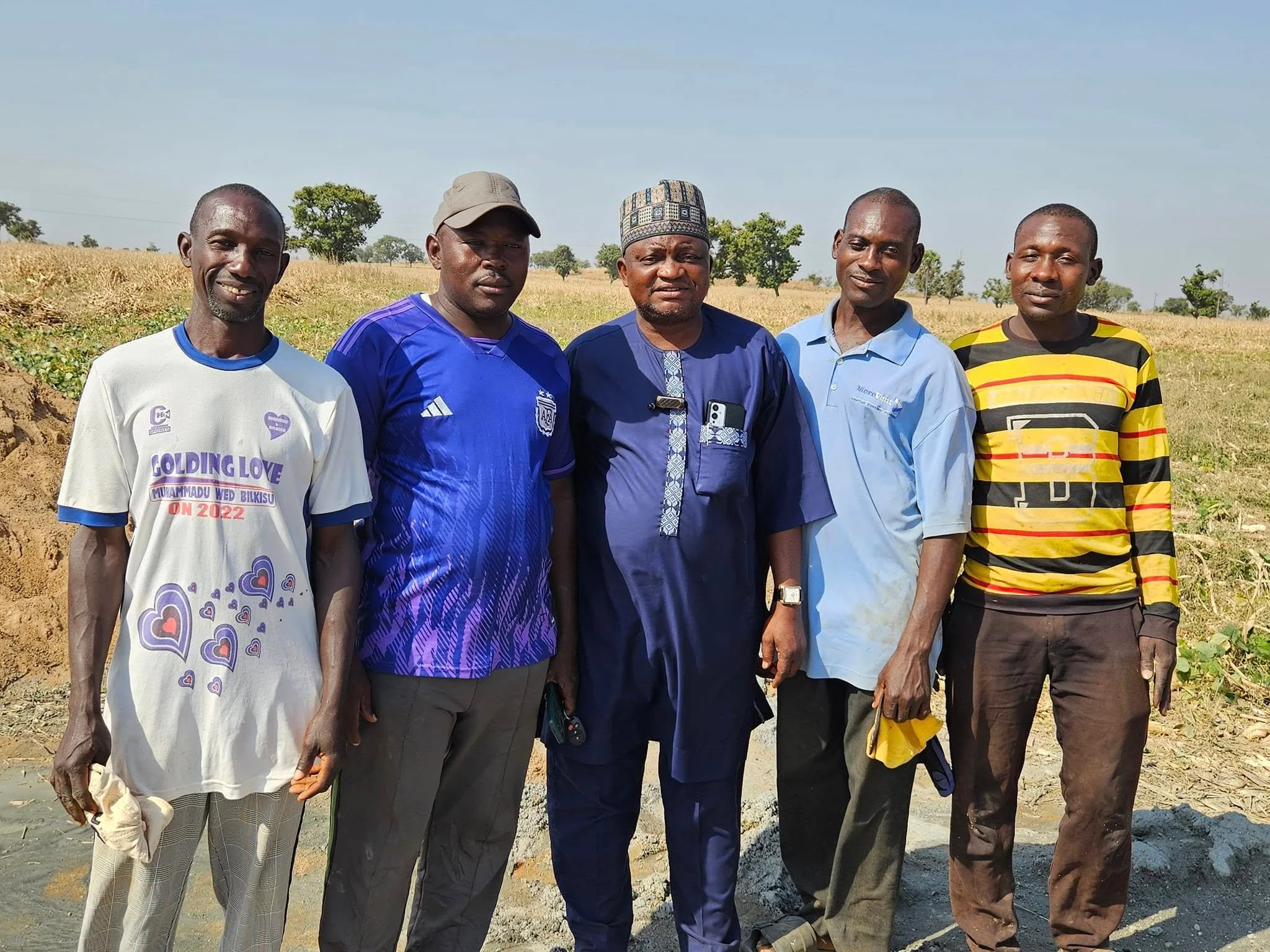  Here's a mighty team! Left to right, Mason Bello, SFA Manager Lawal, Bobi Reserve Director Dr. David Tsado, Mason Wada and Carpenter Yahaya. 